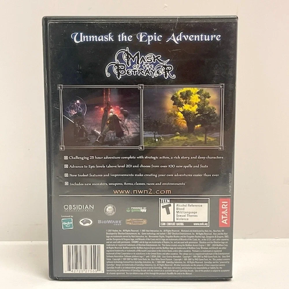 Vintage Neverwinter Nights 2 Mask of the Betrayer Atari Windows XP Untested 2007